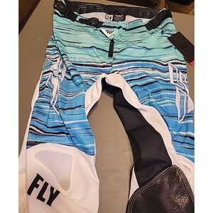 Fly Racing Kinetic Motocross Racing Gear Pants 34 White Blue Men